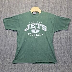 Vintage Y2K Reebok New York Jets T-Shirt Mens L Green NFL Football Logo Graphic